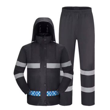 苏识 户外交通执勤反光雨衣雨裤，分体式FX006-XL 黑色 售卖规格：1套