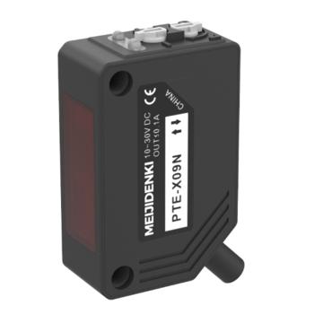 明治 方型光电传感器，PTE-X09N 限定反射，线缆2m，检测距离：5-140mm（可调节），NPN，红光，光斑尺寸：Φ9mm/140mm 售卖规格：1个