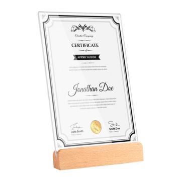 安赛瑞 A5亚克力实木荣誉证书裱框架，148×235mm，7I00208 售卖规格：1个