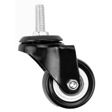 海斯迪克 黑色金钻轮，HKZ-23 2寸带丝杆万向轮 PVC双轴承家具轮轱辘办公椅轻音脚轮 售卖规格：1个