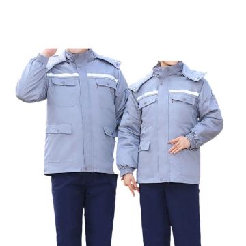 英格杰家 冬季加厚防静电棉衣反光条可拆卸工作服，H029，灰色 165-190，上衣（下单备注尺码） 售卖规格：1件
