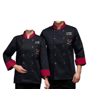 英格杰家 厨师服长袖男女同款双排扣，LW0040,黑色 M-4XL，单上衣（下单备注尺码） 售卖规格：1件