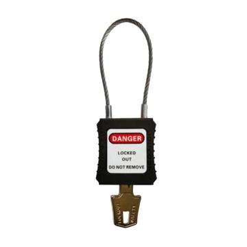 都克 钢缆安全挂锁，P52-黑 通开型 售卖规格：1把