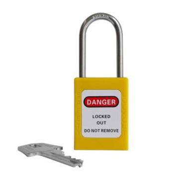 都克 不锈钢细锁梁安全挂锁，PS12-黄 锁梁直径4.5mm 通开型 售卖规格：1把