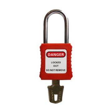 都克 不锈钢锁梁安全挂锁，P92-红 通开型 售卖规格：1把