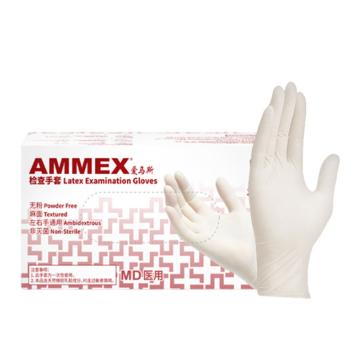 爱马斯/AMMEX 一次性橡胶手套，TLFVMD44100 经济型，无粉掌麻，M，100只/盒 售卖规格：100只/盒