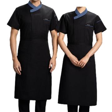 英格杰家 夏季厨师工作服套装高档短袖，TL1696，黑色+围裙 M-4XL，下单备注尺码 售卖规格：1件