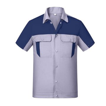 英格杰家 夏季短袖纯棉套装可定制，LW-6014，灰色拼藏蓝上衣 160-190，下单备注尺码 售卖规格：1件