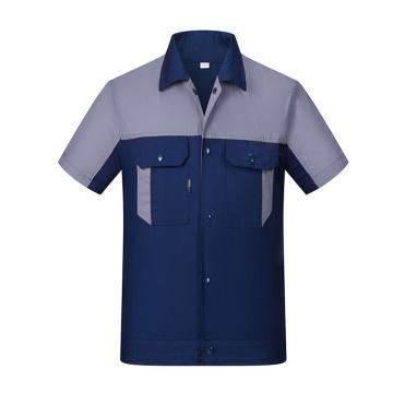英格杰家 夏季短袖纯棉套装可定制，LW-6014，藏蓝拼灰色上衣 160-190，下单备注尺码 售卖规格：1件