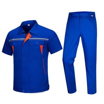 英格杰家 夏季工作服短袖男女套装可定制logo，GYJ6005，宝蓝色 160-190，下单备注尺码 售卖规格：1套