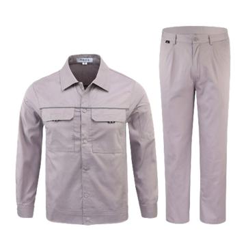 英格杰家 纯棉长袖耐磨工作劳保服套装可定制，GYJ992，灰色 160-190，下单备注尺码 售卖规格：1套