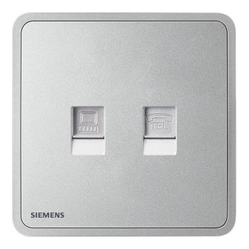 西门子/SIEMENS 电话+电脑(6类)插座，5UH11753NC02 星辉银 睿绎 Zita系列 售卖规格：1个