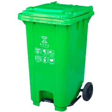 功成狮 两轮移动户外脚踏分类垃圾桶，GJRA0094 绿色120L(厨余垃圾)可挂车 售卖规格：1个