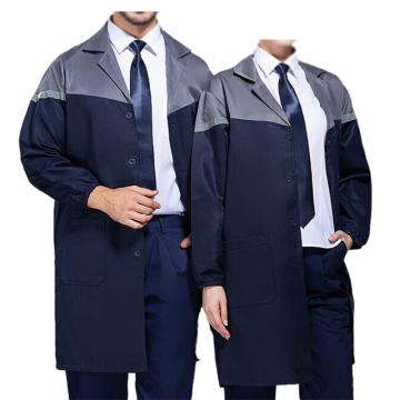 英格杰家 拼色大褂工作服夏季薄款耐磨工厂罩衣，TL6001，藏蓝灰肩（长袖） 160-190（尺码可选） 售卖规格：1件