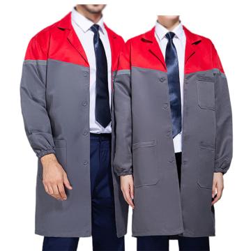 英格杰家 拼色大褂工作服夏季薄款耐磨工厂罩衣，TL6001，灰拼红肩（长袖） 160-190（尺码可选） 售卖规格：1件