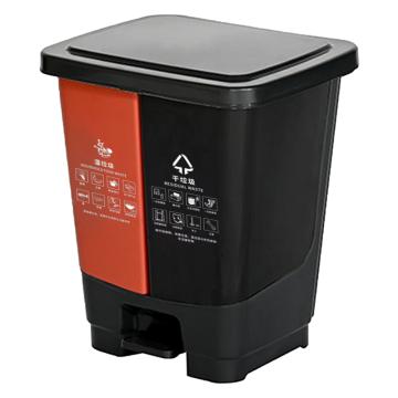 功成狮 脚踏双桶分类垃圾桶，GJRA0138 40L 咖+黑（湿垃圾+干垃圾） 售卖规格：1个