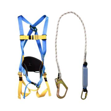 Raxwell 腰带式全身式安全带，RW9812 （RW9121+RW9501）配1.8米单钩缓冲绳 售卖规格：1套
