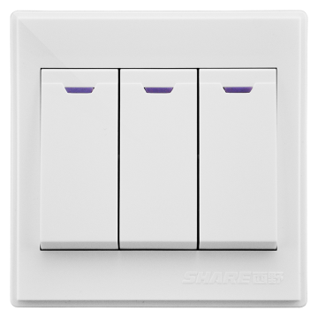 西野 明装开关，F4系列 三开单控 86*86mm 售卖规格：1只