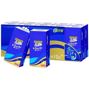 维达/Vinda 4层蓝色经典系列手帕纸，V0005 9张/包，10包/条 无香 210×210mm 售卖规格：30条/箱