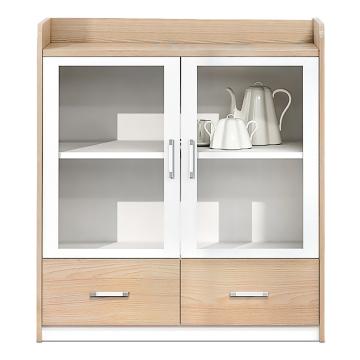 HiBoss 办公板式两门茶水柜储物柜带两抽屉，XYGT-79 环保板材带抽屉精致封边 欧相+暖白 800*400*860mm 售卖规格：1台