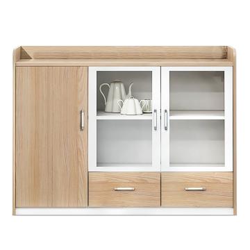 HiBoss 办公家具三门带抽屉玻璃门茶水柜，XYGT-80 三门带抽屉环保板材精致封边 欧相+暖白 1200*400*860mm 售卖规格：1台