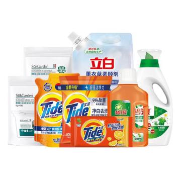 汰渍/Tide 宝洁洁净清新礼包，B2 洗衣液700g+500g/洗衣粉508g/皂188g/除菌液510ml/洗衣凝珠/柔顺剂1L 售卖规格：1套