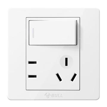 公牛 G07系列一开双控五孔插座 二三极插座带开关，G07E334S 10A 暗装 86型白色 售卖规格：1只
