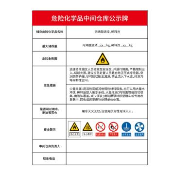 典亮 中间仓库公示牌，600*800*5mm高密PVC高清UV打印 售卖规格：1块