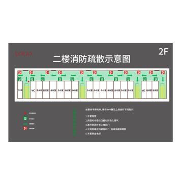 典亮 平面逃生疏散图，550*330*3mm亚克力烤漆，丝网印刷，背胶 售卖规格：1块