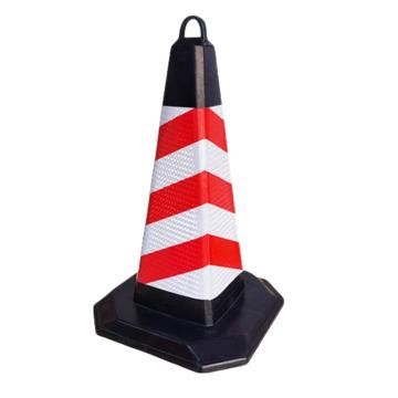 鸣固 橡胶路锥，65*35*35cm，红白斜纹无字，黑底，4斤 售卖规格：1个