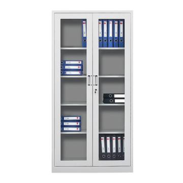 HiBoss 钢制文件柜办公铁皮柜档案柜储物柜通体玻璃柜，GJSP-90 850*390*1800mm 售卖规格：1台