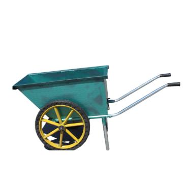 谦格 铁制两轮平底自卸手推搬运拉货翻斗车灰斗车，绿DHC-04，大号，椭圆实心轮，96×58×77cm 载重250kg 售卖规格：1台