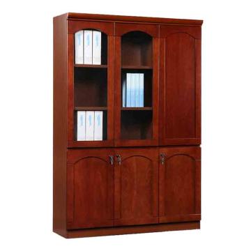 HiBoss 油漆文件柜贴木皮资料柜办公柜档案柜玻璃门右三门，GJSP-131 1200*400*2000mm 售卖规格：1组