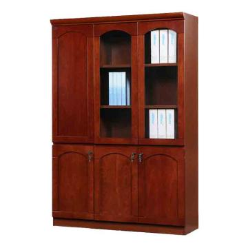 HiBoss 油漆文件柜办公木质玻璃门档案柜资料柜左三门带锁，GJSP-130 1200*400*2000mm 售卖规格：1组