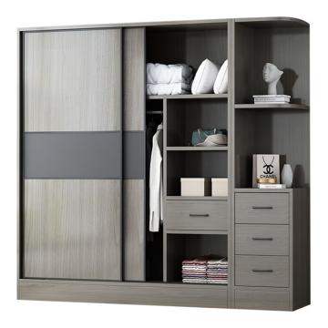 HiBoss 小户型主卧衣橱家用储物柜推拉门衣柜1.6米主柜+边柜，GJSP-205 2000*500*2000mm 售卖规格：1组