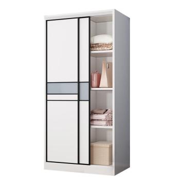 HiBoss 经济型家用衣柜推门柜子卧室衣橱1米主柜灰白色，GJSP-200 1000*500*2000mm 售卖规格：1组