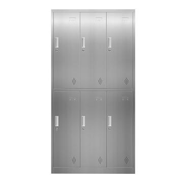 HiBoss 不锈钢更衣柜浴室员工储物柜挂衣柜衣帽柜换衣柜6门，GJSP-159 900*420*1800mm 售卖规格：1台