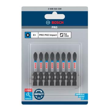 博世 抗抗冲击电动批头套装，2608522330 包含：8个PH2 售卖规格：8个/套