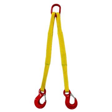 Raxwell 双腿扁平吊装带组合索具，RLSS0012 4.2T×2m 80级眼形带舌吊钩 售卖规格：1套