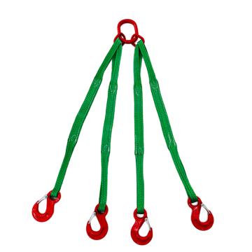 Raxwell 四腿扁平吊装带组合索具，RLSS0015 4T×1m 80级眼形带舌吊钩 售卖规格：1套