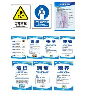 Raxwell 目视化安全标识场景组合方案——无尘洁净室，RSSB0016 售卖规格：1套
