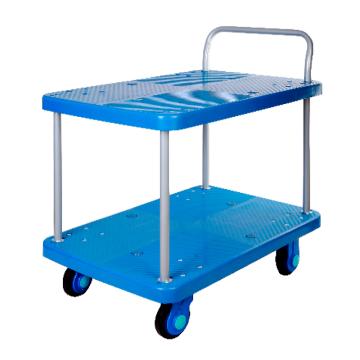 Raxwell 超静双层塑料平板推车，RHMC0228 载重300kg，车板尺寸900*600mm，5寸脚轮，单扶手，PLA300-T2 售卖规格：1台