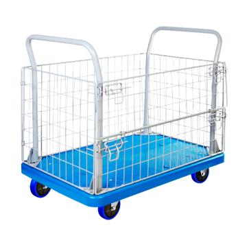 Raxwell 静音单层网架手推车，RHMC0232 载重300kg，车板尺寸900*600*875mm，5寸脚轮，双扶手带护栏，US300R-AM1 售卖规格：1台