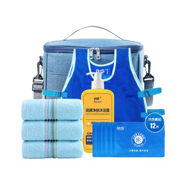 必敬 户外冰爽套装，户外A款 含降温冰服（马甲1件+1个冰包+12个水凝胶冰袋）×1 沐浴露×1 纯棉毛巾×1 售卖规格：1个