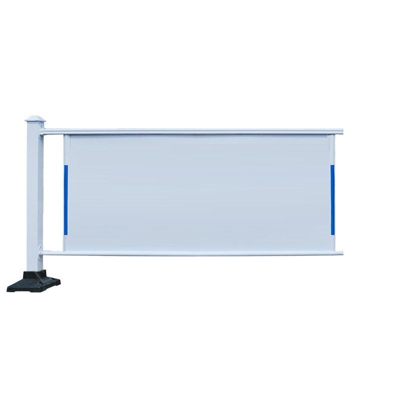 妙霆 1.0米高铁皮水泥底座加厚款道路广告板护栏，含1栏1柱+13kg铁皮水泥底座+安装螺丝，MT-JHSNGB-1-2 白色,长3.08m 售卖规格：1套