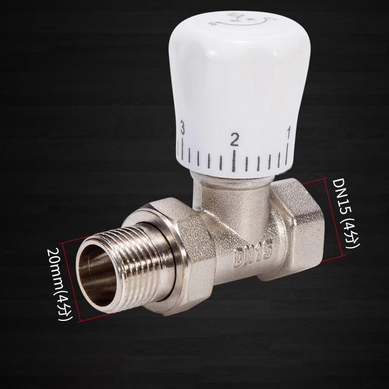 俱威 铜温控阀散热器手动镀铬温控调节阀，20(4分)丝扣直式 售卖规格：1个