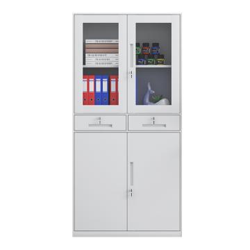 初嘉 钢制文件柜窄边资料柜拆装档案柜带锁储物柜纯白中二斗文件柜，WJGT-020 1850*900*400/0.7mm 售卖规格：1个