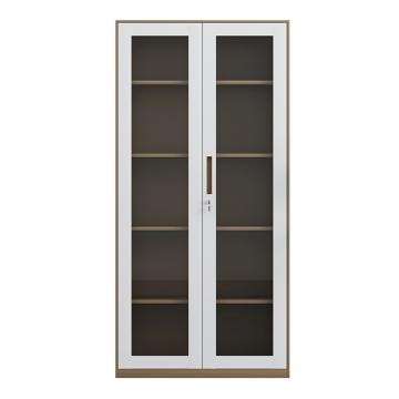 初嘉 钢制文件柜窄边资料柜拆装档案柜带锁储物柜咖白套通玻文件柜，WJGT-012 1850*900*400/0.7mm 售卖规格：1个