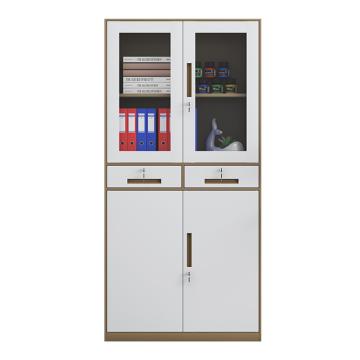 初嘉 钢制文件柜窄边资料柜拆装档案柜带锁储物柜咖白套中二斗文件柜，WJGT-011 1850*900*400/0.7mm 售卖规格：1个