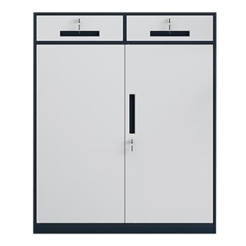 初嘉 钢制文件柜窄边资料柜拆装档案柜带锁储物柜灰白套二斗矮柜，WJGT-008 1090*900*400/0.7mm 售卖规格：1个